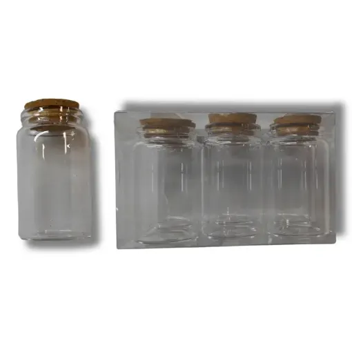frasco vidrio cilindrico tapon corcho 4 7x8cms 130ml por 6 unidades 0