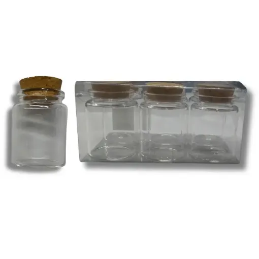 frasco vidrio cilindrico tapon corcho 4 7x6cms 100ml por unidad 0