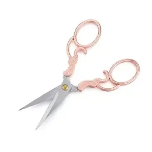 tijera para costura 13cms punta acero inoxidable mango retro vintage k007 color oro rosa 0