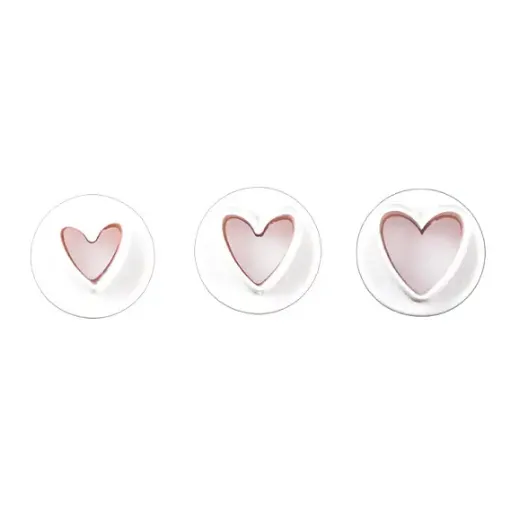 sellos cortantes estampador plastico para fondant masas modelo corazon x3 medidas 45 53mms 0