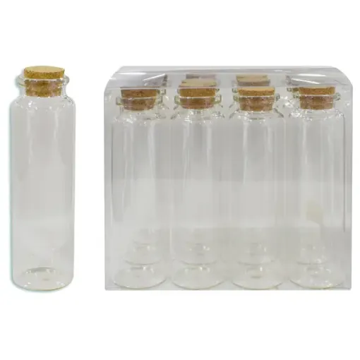 frasco vidrio chico tapa corcho 3x8cms por unidad 0