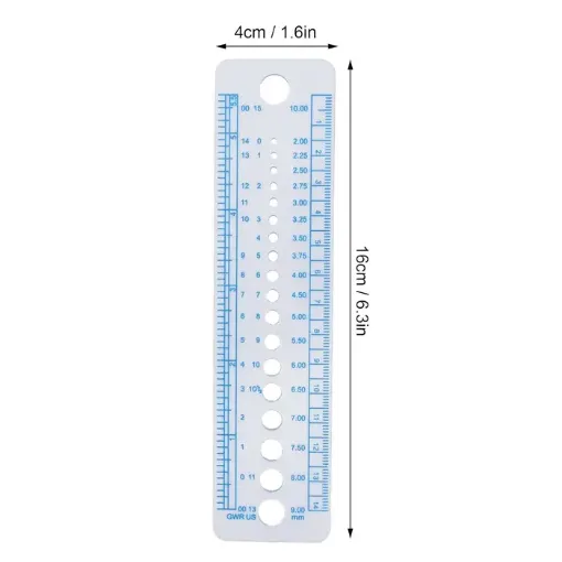 regla calibre medidora 16x4cms para agujas tejer crochet del n2 n10 0