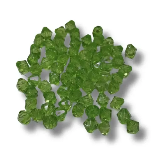 cuentas plastico facetadas ac rombo 8mm x50grs color verde 0
