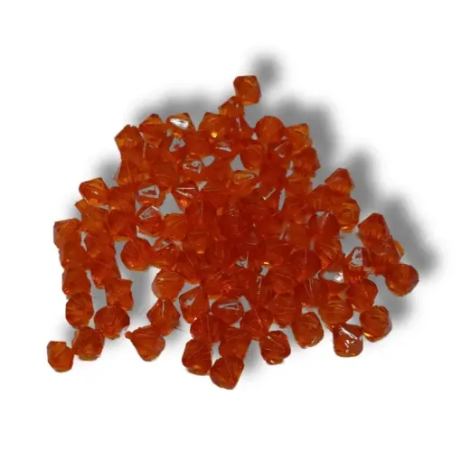 cuentas plastico facetadas ac rombo 8mm x50grs color naranja 0