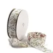 cinta tela poliester 25mms borde ondeado motivo floral rollo 18mts color blanco 0