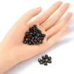 set cuentas acrilico forma corazon 6 5x4mms negro letras color x100 1