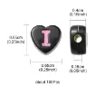 set cuentas acrilico forma corazon 6 5x4mms negro letras color x100 3