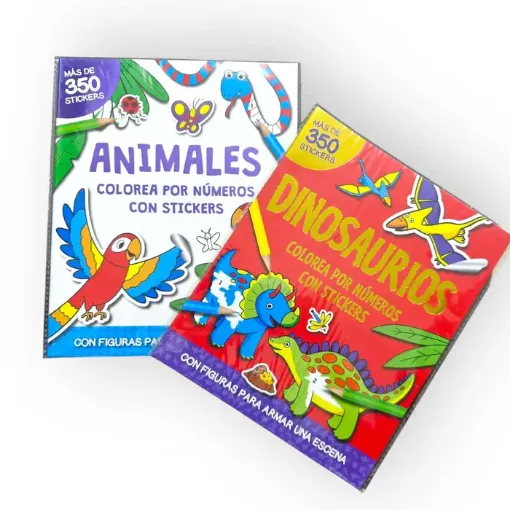libro infantil actividades coleccion colorea por numeros mas 350 stickers 16pags animales 0