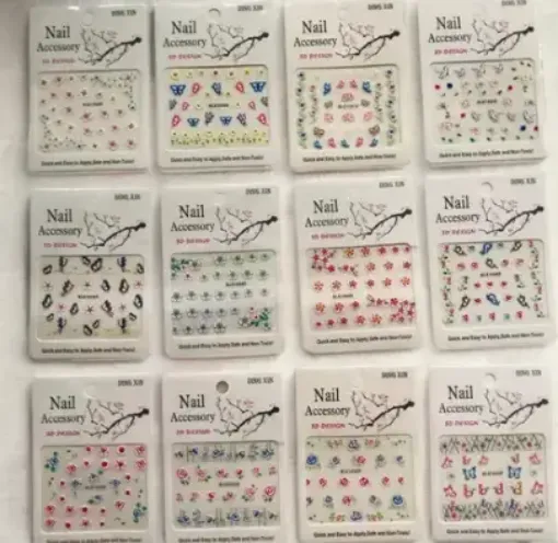 sticker adhesivo nail art accessory 6x9cms varios motivos colores 0