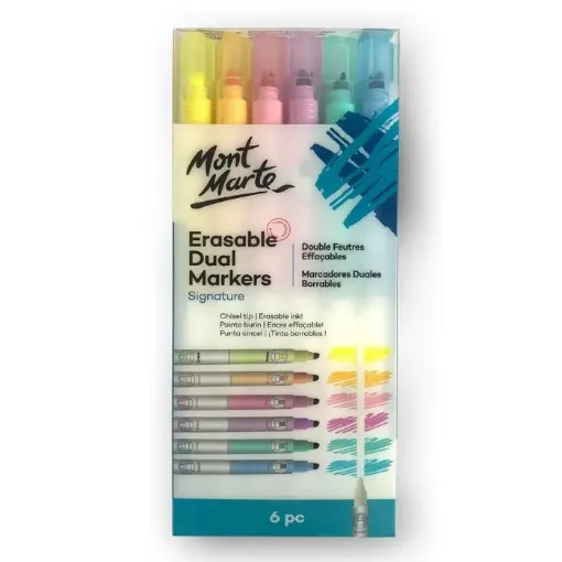 set 6 marcadores dobles borrables erasable dual markers mont marte x6 colores dobles 0