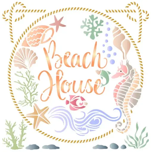 stencil marca litoarte 20x20 cms cod stxx 300 beach house 0