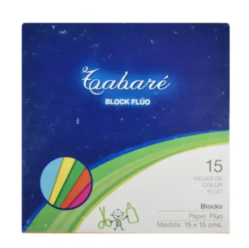block 15 hojas colores fluo tabare medida 15x15cms x15 hojas metalico 0