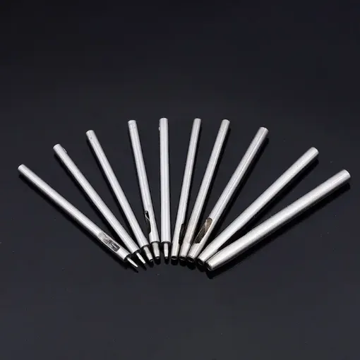 set 10 herramientas para cuero perforadores sacabocados acero 10cms 0