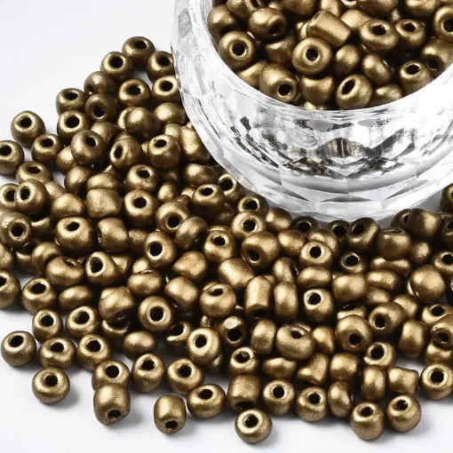 mostacillas grandes cuentas mostacillon 4x2 5mms paquete 50gs 500 cuentas color oro viejo 0
