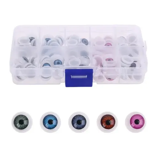 ojos realistas plastico 3d 12mms para peluches amigurumis x100 unidades 5 colores diferentes 0