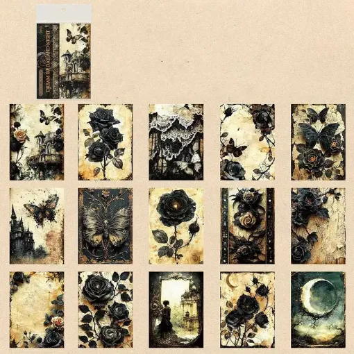 apliques fondos papel para scrapbooking album recortes 140x100mms set x30 gothic poetry negro 0