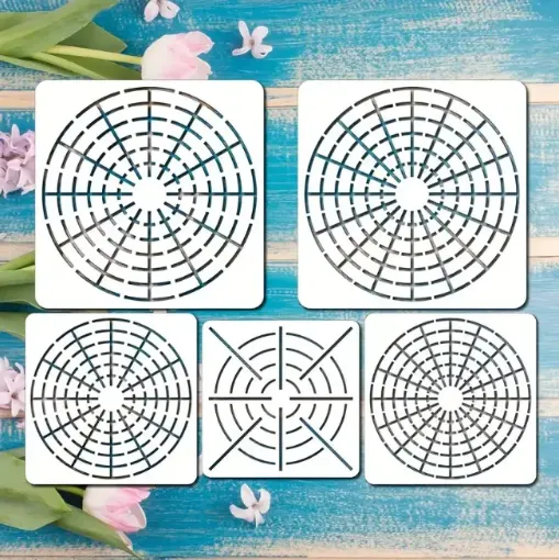set 5 stenciles motivos mandalas plantillas para dotting puntillismo 14 20cms 0