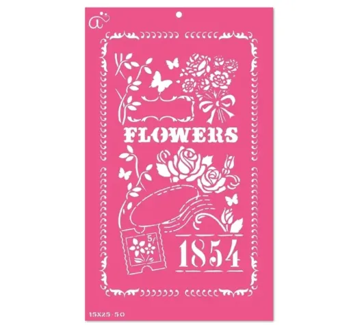 stencil amarte 15x25cms motivo nro 50 flowers 0