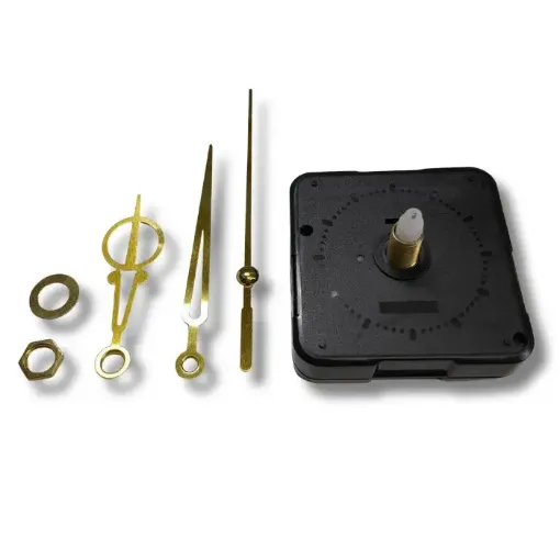 maquina reloj segundero continuo perno largo 18mms juego agujas doradas 70 95 129mms 0