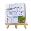 atril madera bastidor lienzo dibujado 15x15cms motivo infantil camion 0