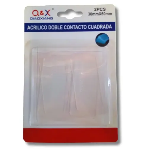 pegamento doble faz acrilico transparente doble contacto forma rectangular 30x60mms set x4 unidades 0