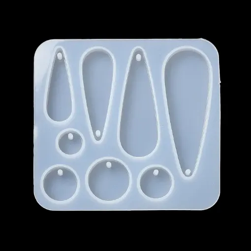 molde silicona para resina epoxi modelo colgantes gemas bijou pendientes x7 formas 70x75mms 0