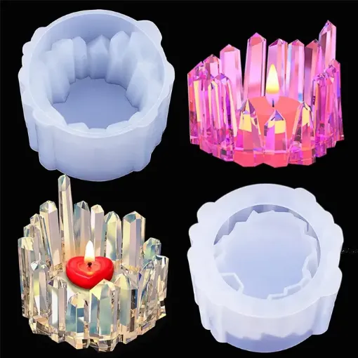 molde silicona para resina epoxi modelo candelabro portavelas cristal 80x60mms 0