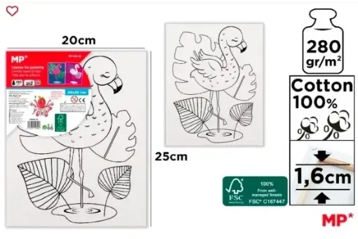 bastidor lienzo entelado imprimado para oleo acrilico mp dibujado 20x25cms motivo infantil ciguena 0