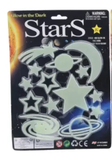 apliques decorativos sticker fluorescentes glow in the dark stars x14 0