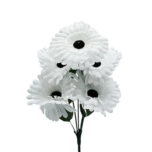 ramo flores artificiales plasticas gerberas x4 10cms medida 33cms color blanco 0