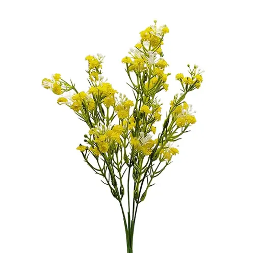ramo flores artificiales ilusion plastica pelotitas 33cms color amarillo 0