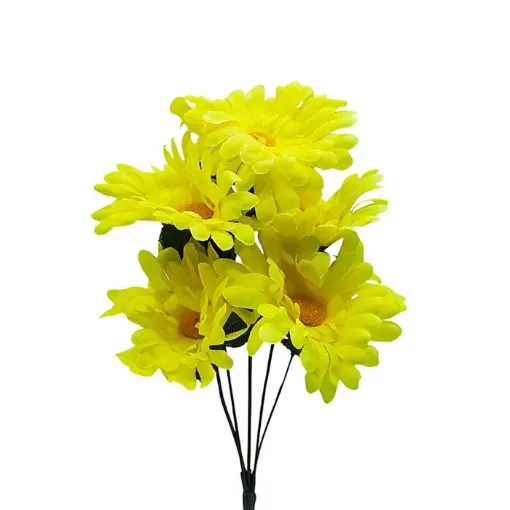 ramo flores artificiales plasticas gerberas x4 10cms medida 33cms color amarillo 0