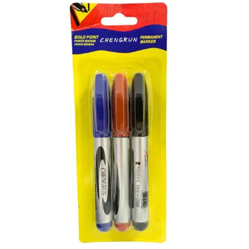 set 3 marcadores permanentes punta mediana x3 colores diferentes 0