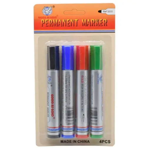 set 4 marcadores permanentes punta gruesa x4 colores diferentes 0