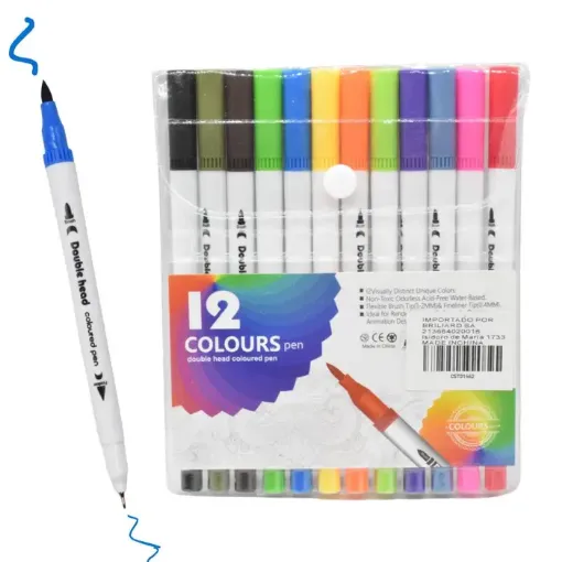 marcadores acrilicos pintura acrilica doble punta linner 0 4mms punta fina 1 2mms set 12 colores 0