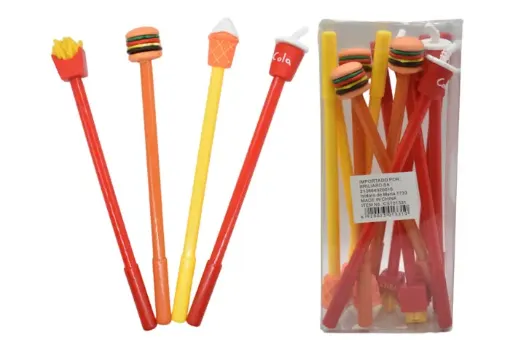 boligrafo tinta gel color negro 17cms hamburguesas por unidad 0