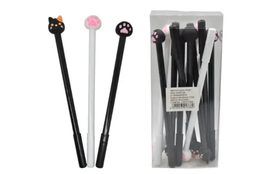boligrafo tinta gel color negro 17cms gatito por unidad 0