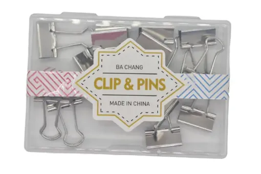 set oficina papeleria manitos metalicas doble clips 2cms color niquel 0