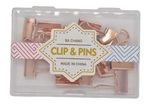 set oficina papeleria manitos metalicas doble clips 2cms color cobre 0