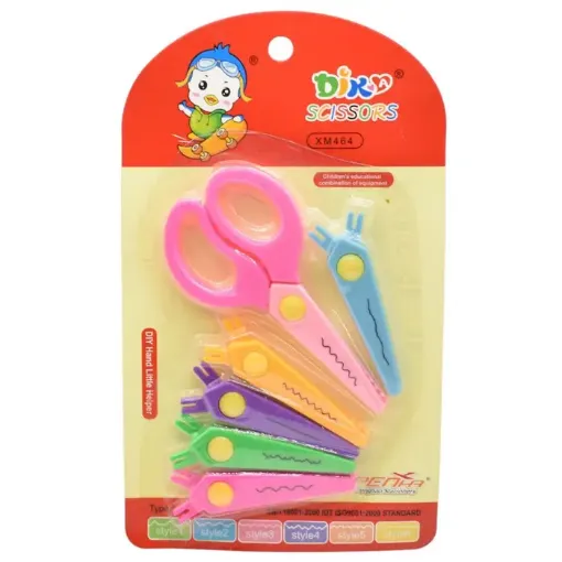 tijera pico plastico infantil 13cms 6 cortes creativos intercambiables 0