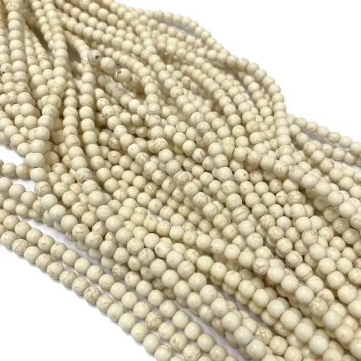 cuentas piedras bolitas 4mm reconstituidas tira 34cms color crudo 0