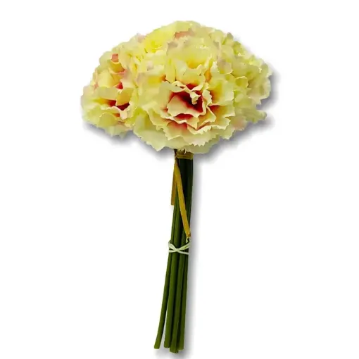 ramo flores artificiales claveles atado medida 24cms color amarillo 0