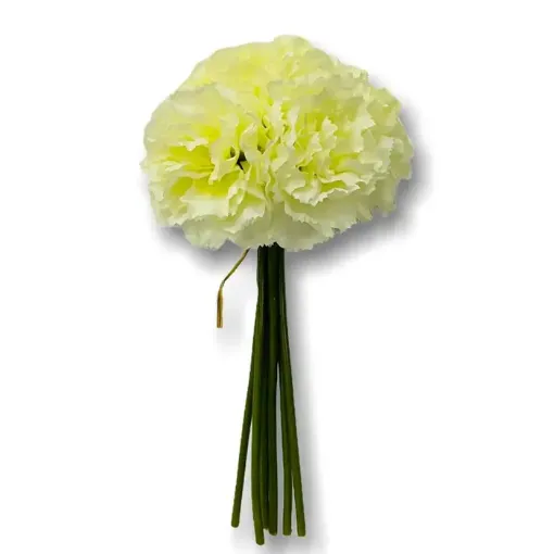 ramo flores artificiales claveles atado medida 24cms color marfil 0