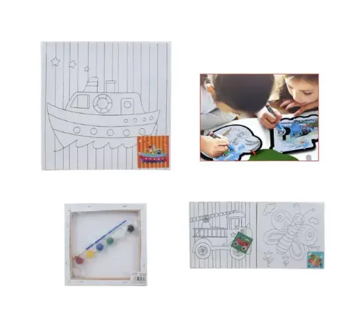 bastidor lienzo dibujado 15x15cms pinturas varios motivos infantiles 0