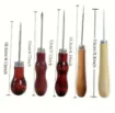 set 5 punzones mango madera para cuero telas manualidades gral 2