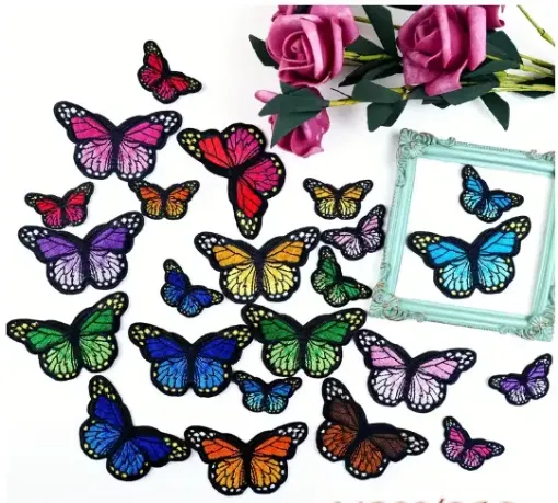 aplique parche bordado termoadhesivo para tela modelos mariposas 4 5 8cms por unidad varios colores 0
