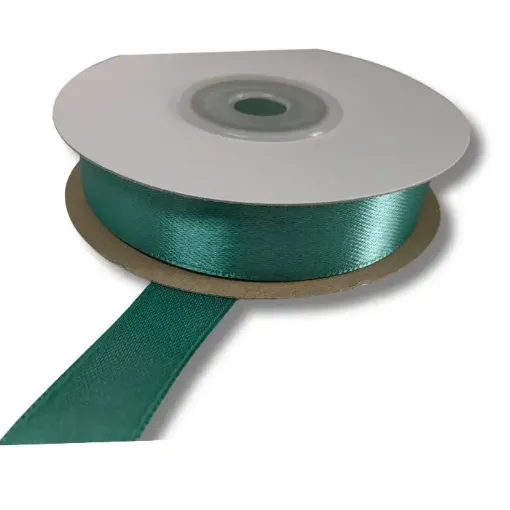cinta raso doble faz acrocel no 3 15mm rollo 20mts color verde turquesa 0