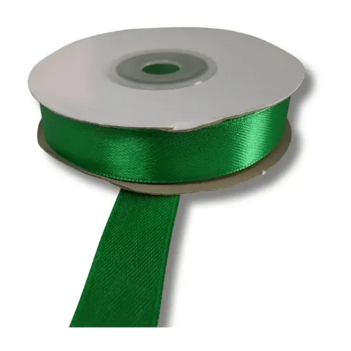 cinta raso doble faz acrocel no 3 15mm rollo 20mts color verde navidad 0