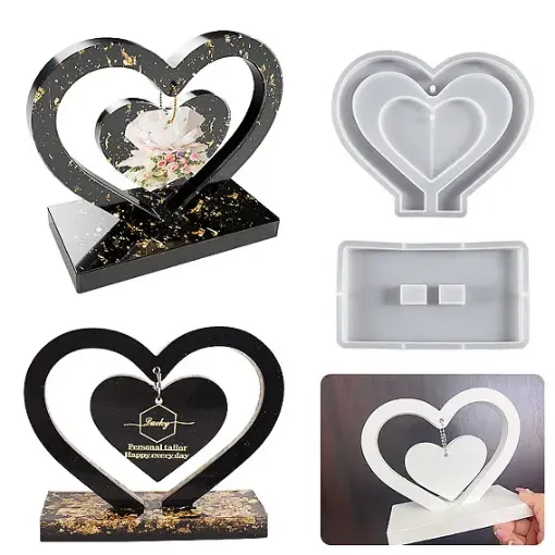 molde silicona para resina epoxi modelo soporte foto corazon colgante base 164x92x154mms 0