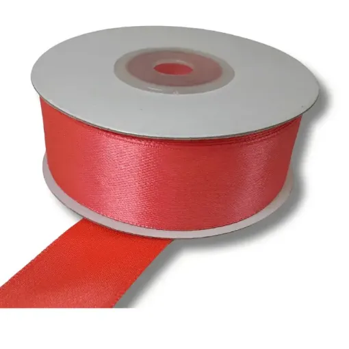 cinta raso doble faz acrocel no 5 25mm rollo 20mts color coral 0